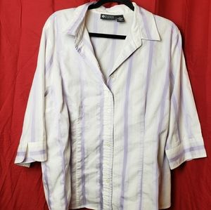White and lilac striped button down